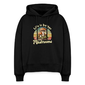 Pilz Pilze - Stanley/Stella Boxy Frauen Bio Hoodie Nora - Schwarz - Vorne