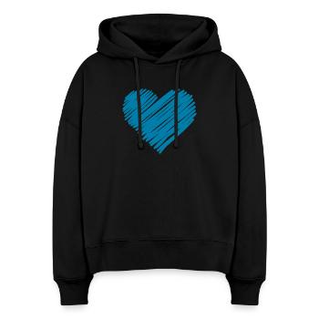 Cœur du Brossage Bleu - Sweat à capuche bio Nora coupe boxy Stanley/Stella Femme - noir - Devant