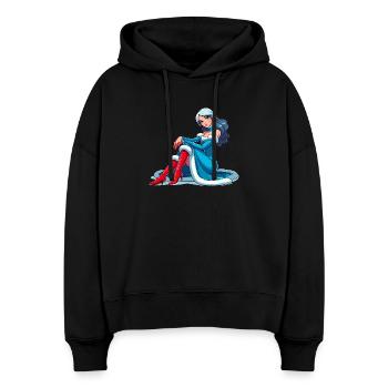Ded Moroz Snegurotschka russischer Weihnachtsmann - Stanley/Stella Boxy Frauen Bio Hoodie Nora - Schwarz - Vorne