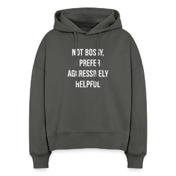 nicht herrisch, ich bevorzuge aggressiv, hilfsbereit, lustig - Stanley/Stella Boxy Frauen Bio Hoodie Nora - Anthrazit - Vorne