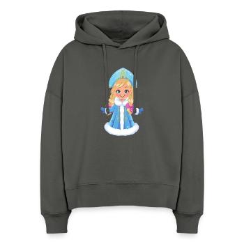 Ded Moroz Snegurotschka russischer Weihnachtsmann - Stanley/Stella Boxy Frauen Bio Hoodie Nora - Anthrazit - Vorne