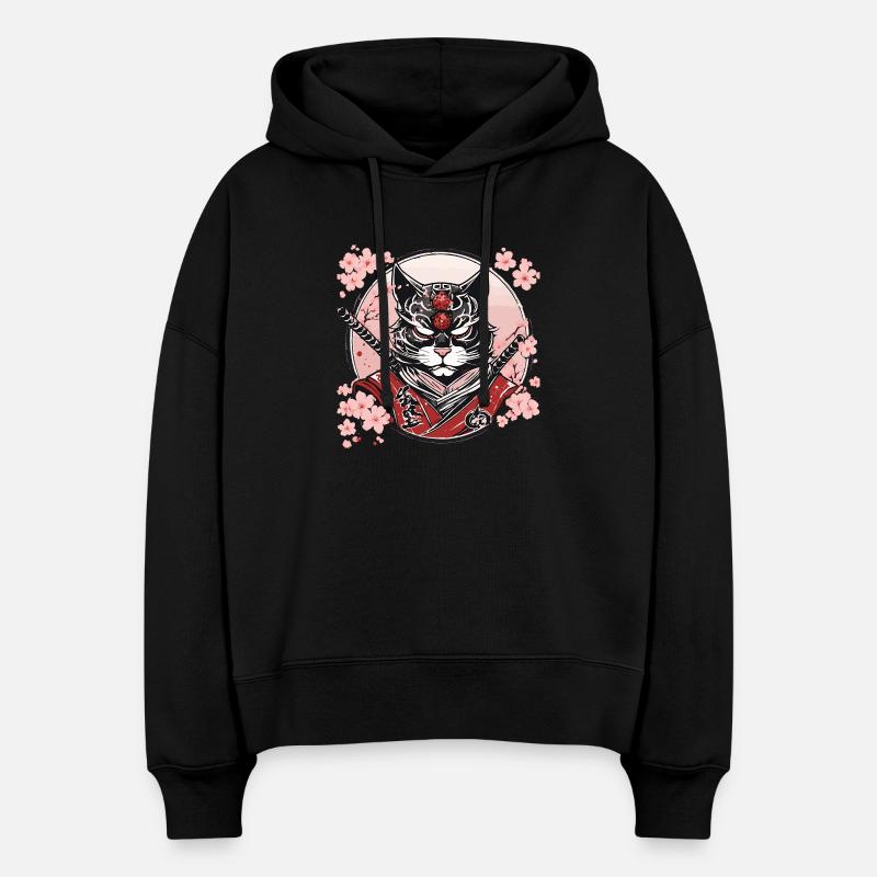 Dämonischer Kawaii Neko Samurai : Katzen-Samurai - Stanley/Stella Boxy Frauen Bio Hoodie Nora - Schwarz