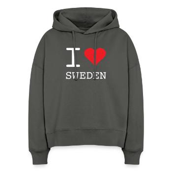 I LOVE SWEDEN Schweden - Stanley/Stella Boxy Frauen Bio Hoodie Nora - Anthrazit - Vorne
