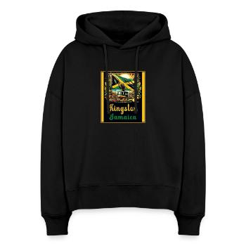Jamaïque Kingston Reggae Design - Sweat à capuche bio Nora coupe boxy Stanley/Stella Femme - noir - Devant