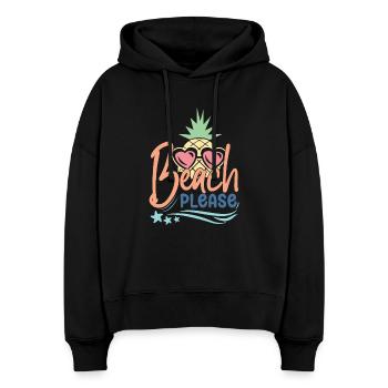 Strand bitte - Stanley/Stella Boxy Frauen Bio Hoodie Nora - Schwarz - Vorne
