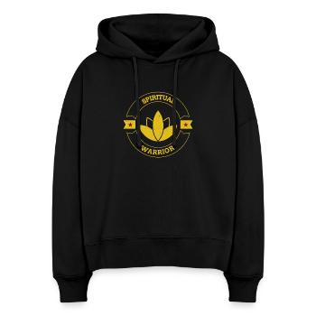 Spiritual Warrior motivation - Sweat à capuche bio Nora coupe boxy Stanley/Stella Femme - noir - Devant