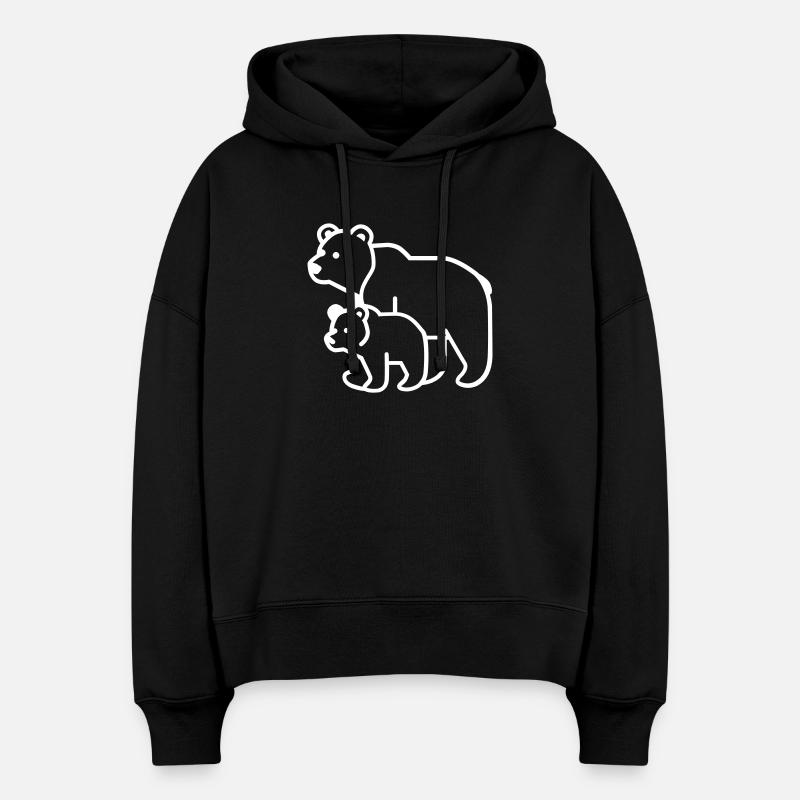 Maman ours, papa ours - Sweat à capuche bio Nora coupe boxy Stanley/Stella Femme - noir