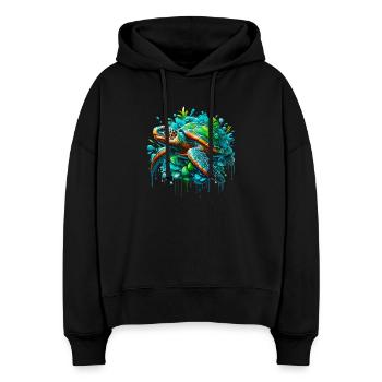 Schildkröte - Stanley/Stella Boxy Frauen Bio Hoodie Nora - Schwarz - Vorne