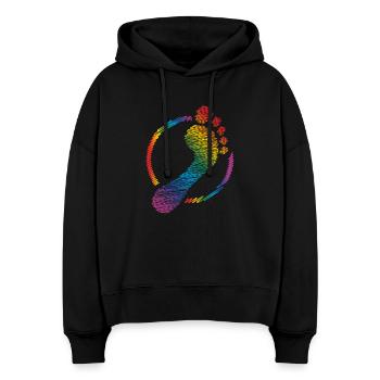Regenbogen Fußabdruck rainbow footprint - Stanley/Stella Boxy Frauen Bio Hoodie Nora - Schwarz - Vorne