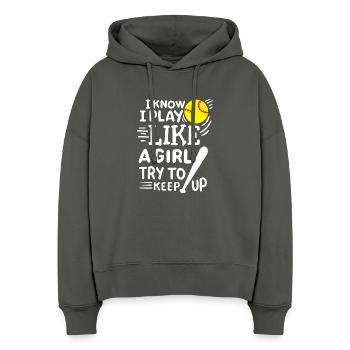 Softball Softball-Spieler - Stanley/Stella Boxy Frauen Bio Hoodie Nora - Anthrazit - Vorne