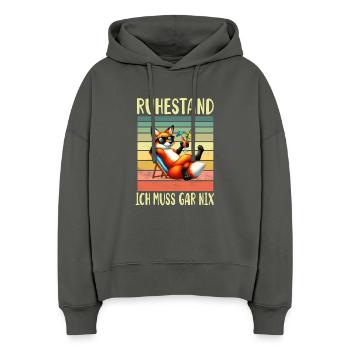 Fuchs im Ruhestand für Rentner - Stanley/Stella Boxy Frauen Bio Hoodie Nora - Anthrazit - Vorne