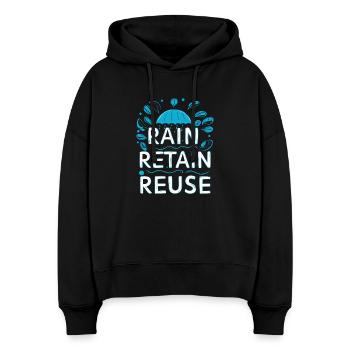 Rain Keep Reuse - Stanley/Stella Boxy Women Organic Hoodie Nora - black - Front