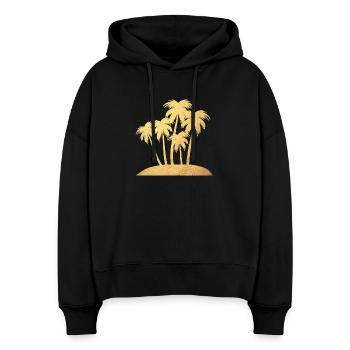 Palm Island Gold Vacation Luxury South Seas Ready for Vacation - Stanley/Stella Boxy Women Organic Hoodie Nora - black - Front