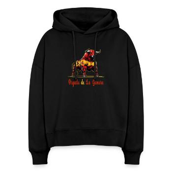 Der Stolz La Gomera Flagge Design - Stanley/Stella Boxy Frauen Bio Hoodie Nora - Schwarz - Vorne