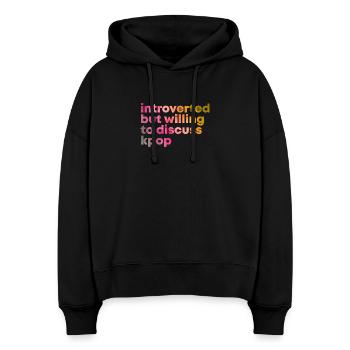 K Pop - Sweat à capuche bio Nora coupe boxy Stanley/Stella Femme - noir - Devant