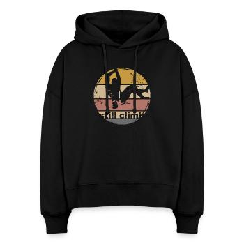 klettern retro bouldern symbol logo vintage icon - Stanley/Stella Boxy Frauen Bio Hoodie Nora - Schwarz - Vorne