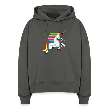 Magic Unicorn – Colorful Design - Stanley/Stella Boxy Women Organic Hoodie Nora - anthracite - Front