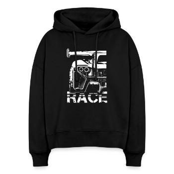 Race Auto Rennsport Symbol Racing used look Logo - Stanley/Stella Boxy Frauen Bio Hoodie Nora - Schwarz - Vorne