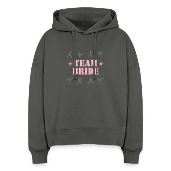 ÉQUIPE DE LA MARIÉE - Sweat à capuche bio Nora coupe boxy Stanley/Stella Femme - charbon - Devant