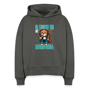 Bearly Awake - Lustiges Bären-Design - Stanley/Stella Boxy Frauen Bio Hoodie Nora - Anthrazit - Vorne