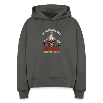 Unterschätze niemals eine alten Mann in den Bergen - Stanley/Stella Boxy Frauen Bio Hoodie Nora - Anthrazit - Vorne