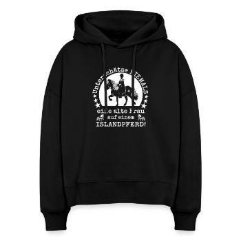 Islandpferd Tölt Reiterin Unterschätze nie - Stanley/Stella Boxy Frauen Bio Hoodie Nora - Schwarz - Vorne