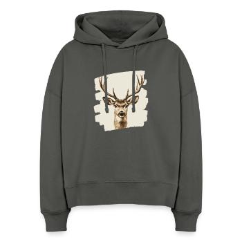 Deer with antlers - Stanley/Stella Boxy Women Organic Hoodie Nora - anthracite - Front