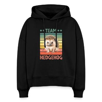 Hérisson - Sweat à capuche bio Nora coupe boxy Stanley/Stella Femme - noir - Devant