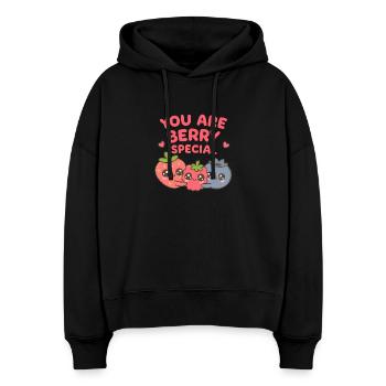Du bist berry besonders – Süss Umarmung der Beeren - Stanley/Stella Boxy Frauen Bio Hoodie Nora - Schwarz - Vorne