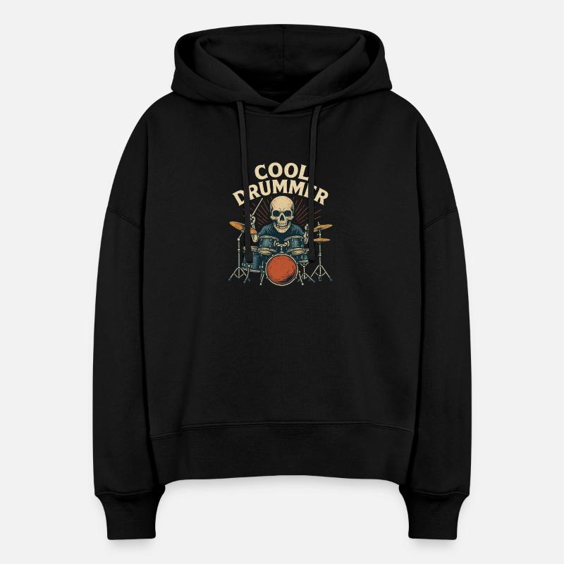 Batteur cool - Sweat à capuche bio Nora coupe boxy Stanley/Stella Femme - noir
