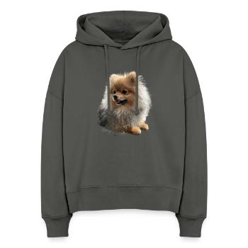 Zwergspitz Pommeraner Pom Süßer Deutscher Spitz - Stanley/Stella Boxy Frauen Bio Hoodie Nora - Anthrazit - Vorne