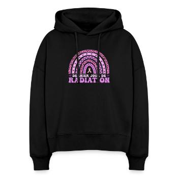 Breast Cancer Pink October Radiotherapy - Stanley/Stella Boxy Women Organic Hoodie Nora - black - Front