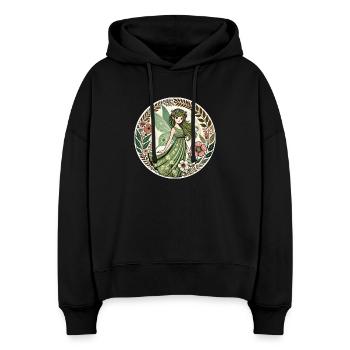 Verzauberte Waldfee Design - Stanley/Stella Boxy Frauen Bio Hoodie Nora - Schwarz - Vorne