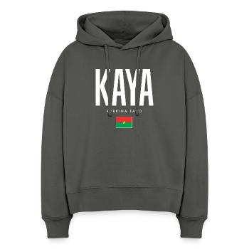 Kaya Burkina Faso - Sweat à capuche bio Nora coupe boxy Stanley/Stella Femme - charbon - Devant