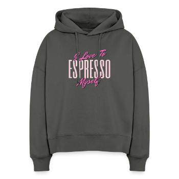 Exprimer l’amour Auto-citation Design - Sweat à capuche bio Nora coupe boxy Stanley/Stella Femme - charbon - Devant