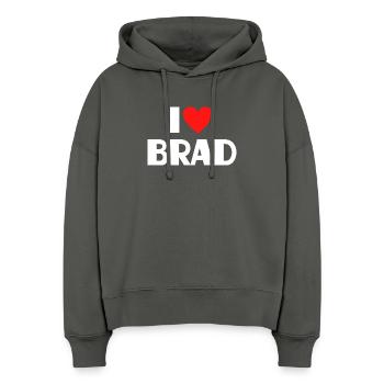 I love Brad Red Heart Romantic Name Fan - Stanley/Stella Boxy Women Organic Hoodie Nora - anthracite - Front