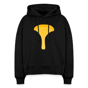 Gelbe Pfifferling-Pilz-Illustration - Stanley/Stella Boxy Frauen Bio Hoodie Nora - Schwarz - Vorne