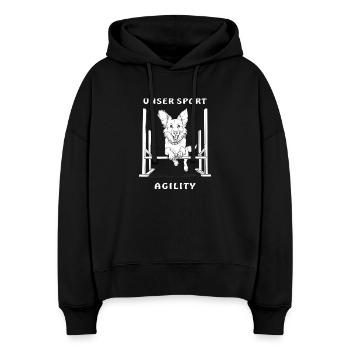 CHIEN NOTRE SPORT AGILITY - Sweat à capuche bio Nora coupe boxy Stanley/Stella Femme - noir - Devant