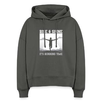 Marathon Runner Rise & Shine Running Gift Idea - Stanley/Stella Boxy Women Organic Hoodie Nora - anthracite - Front