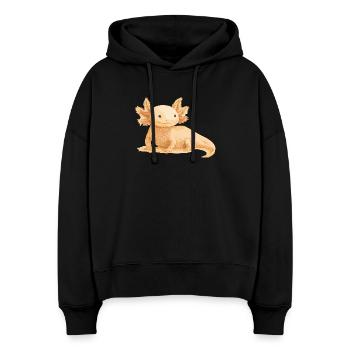 Realistisches Axolotl – Detailreiche Illustration - Stanley/Stella Boxy Frauen Bio Hoodie Nora - Schwarz - Vorne