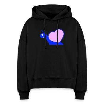 Escargot Coeur Escargot Coquille Mignon Amour Romantique - Sweat à capuche bio Nora coupe boxy Stanley/Stella Femme - noir - Devant