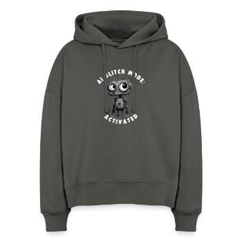 MODE GLITCH AI : Nerds Promt Engineer activé - Sweat à capuche bio Nora coupe boxy Stanley/Stella Femme - charbon - Devant