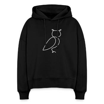 Eule Skizze – stilvolles Vogelmotiv - Stanley/Stella Boxy Frauen Bio Hoodie Nora - Schwarz - Vorne