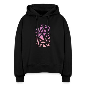 Motif triangulaire - Rose violet - Sweat à capuche bio Nora coupe boxy Stanley/Stella Femme - noir - Devant