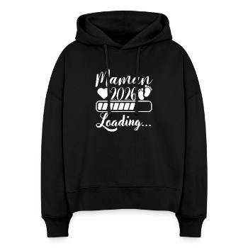 Mama 2026 Loading, werdende Mutter Schwangerschaft Geschenk - Stanley/Stella Boxy Frauen Bio Hoodie Nora - Schwarz - Vorne
