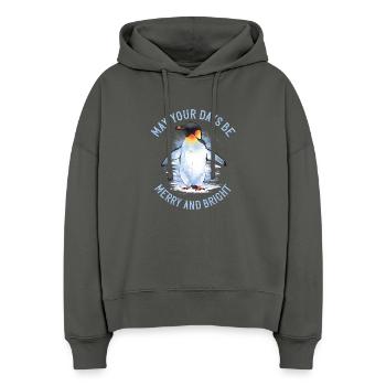 May your days be merry – Emperor Penguin - Stanley/Stella Boxy Women Organic Hoodie Nora - anthracite - Front