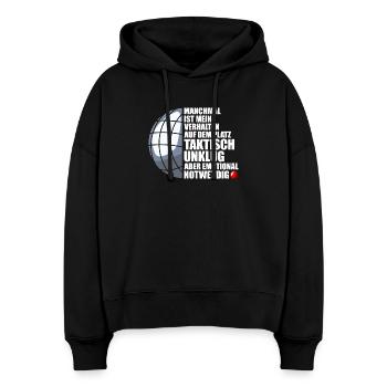 Mon comportement Joueur de pétanque Boule Boule - Sweat à capuche bio Nora coupe boxy Stanley/Stella Femme - noir - Devant
