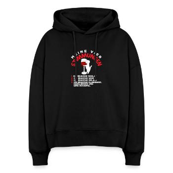 Meine vier Stimmungen Schlaf Wein Urlaub Schaufel - Stanley/Stella Boxy Frauen Bio Hoodie Nora - Schwarz - Vorne