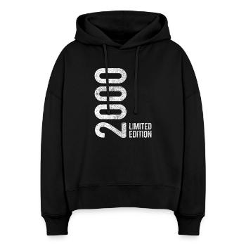 25e anniversaire Homme Femme 25e anniversaire 2000 anniversaire - Sweat à capuche bio Nora coupe boxy Stanley/Stella Femme - noir - Devant