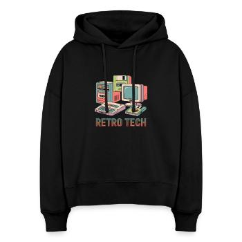 Retro Technik - Stanley/Stella Boxy Frauen Bio Hoodie Nora - Schwarz - Vorne